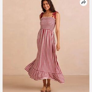 Red and White Striped Maxi Dress